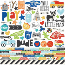 Набор наклеек Combo Lil' Dude Cardstock Stickers 12"X12" от  Simple Stories 