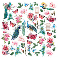 ЛИСТ ДЛЯ ВЫРЕЗАНИЯ "BIRDS IN FLOWERS"от summer-studio