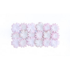 Набор цветков из шелковичной бумаги - Белый с розовым