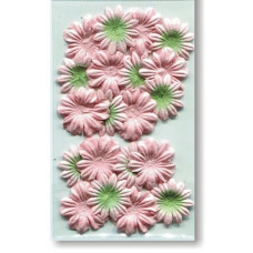 Набор цветков из шелковичной бумаги - Персиковый с зеленым