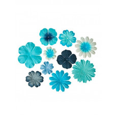 Набор цветочков из шелковичной бумаги 10 шт, светло голубой