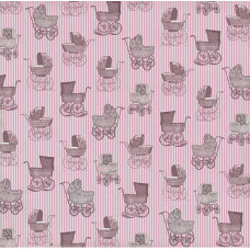 Бумага для скрапбукинга "Малыш и малышка" розовые коляски
