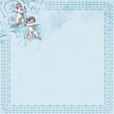 Бумага для скрапбукинга "Малыш и малышка" ангелы на голубом