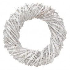Декоративный венок круглый, ротанг 20см, белое, плотное плетение